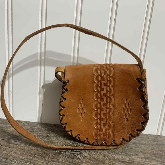 Vintage Mexican Tooled Leather Acapulco Cross Body Bag Small - Picture 3 of 5